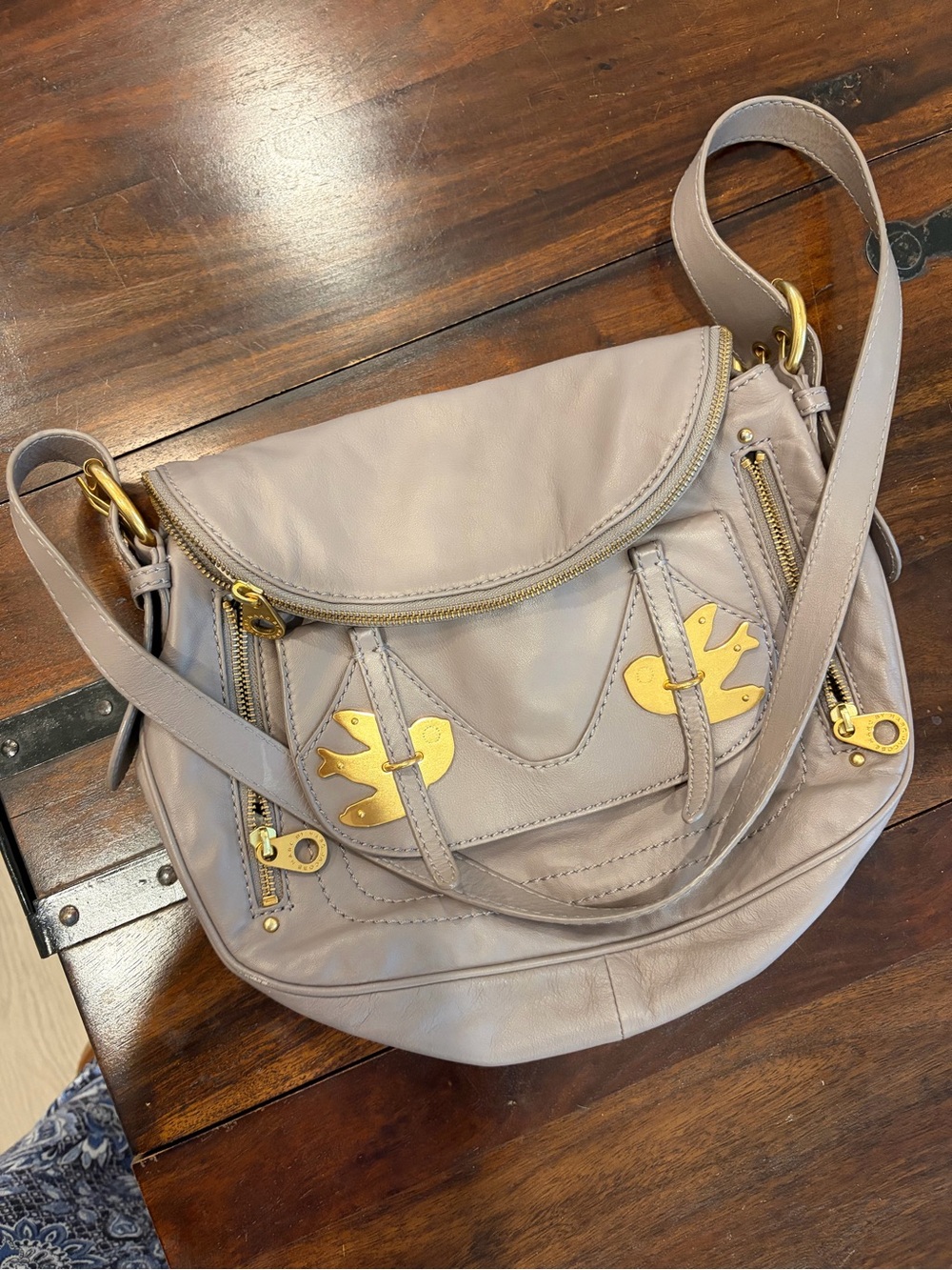 Marc by Marc Jacobs Taupe Leather Crossbody with  Petal to the Metal
